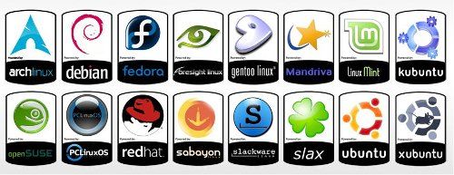 Collage de logos de diferentes distribuciones Linux