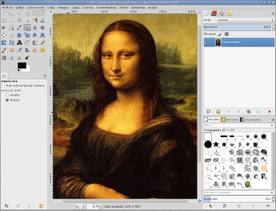 Editor de imágenes GIMP en acción