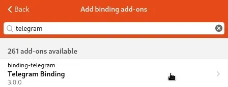 Buscar Telegram Binding en OpenHAB 3