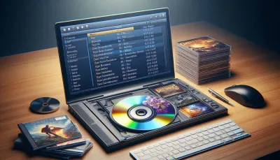 CD físico junto a carpetas digitales organizadas