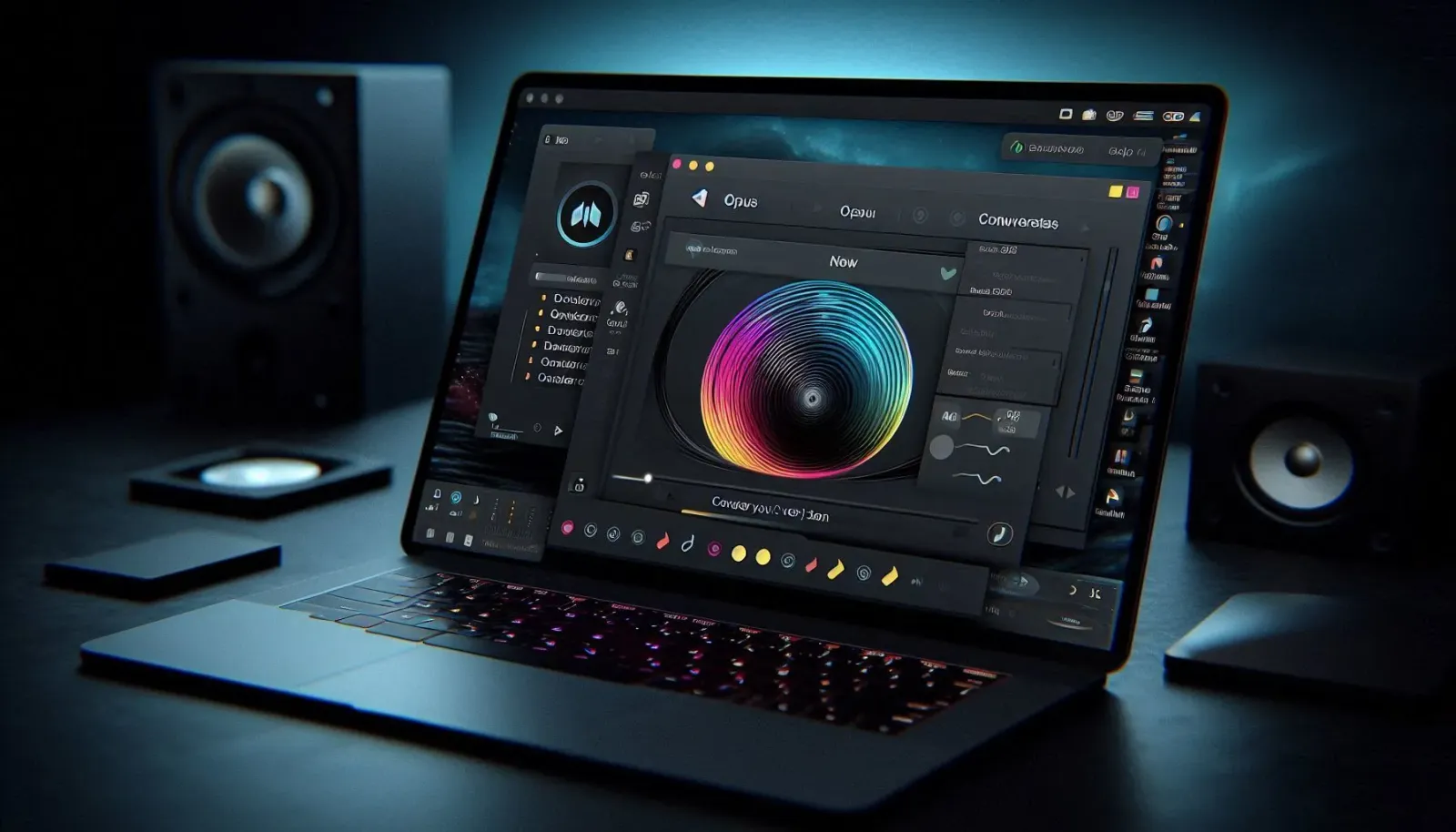 Interfaz de FLACON mostrando la conversión de WAV a Opus con metadatos y artwork