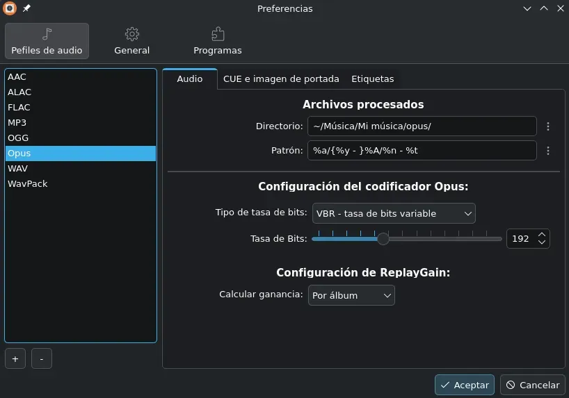 Configuración de Audio en FLACON