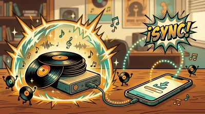 Disco duro externo conectado a ordenador realizando backup de biblioteca musical