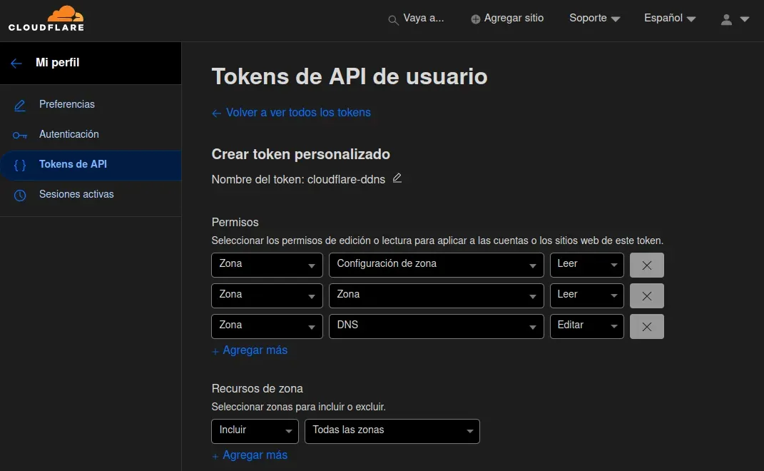 Añadimos los permisos necesarios al token personalizado