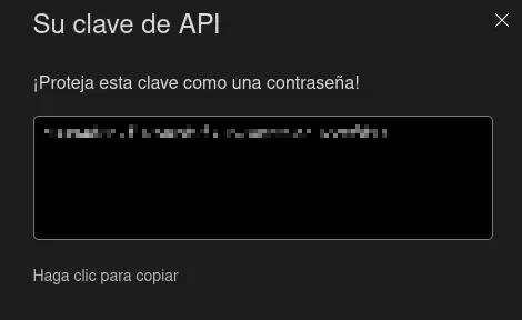 Vista del token API en Cloudflare