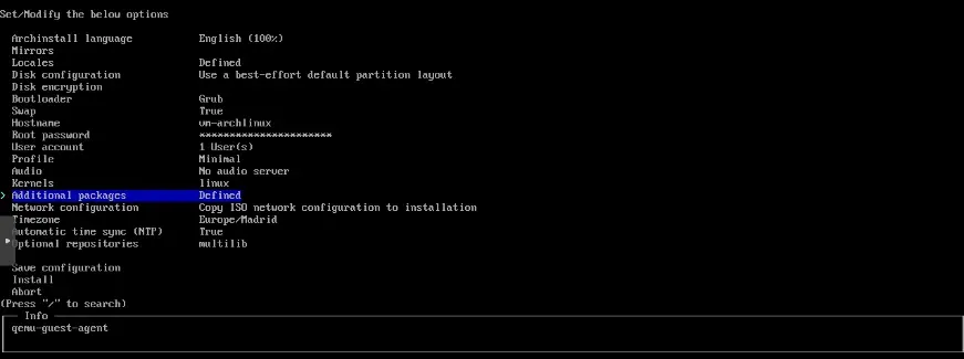 Instalar qemu-guest-agent como paquete adicional