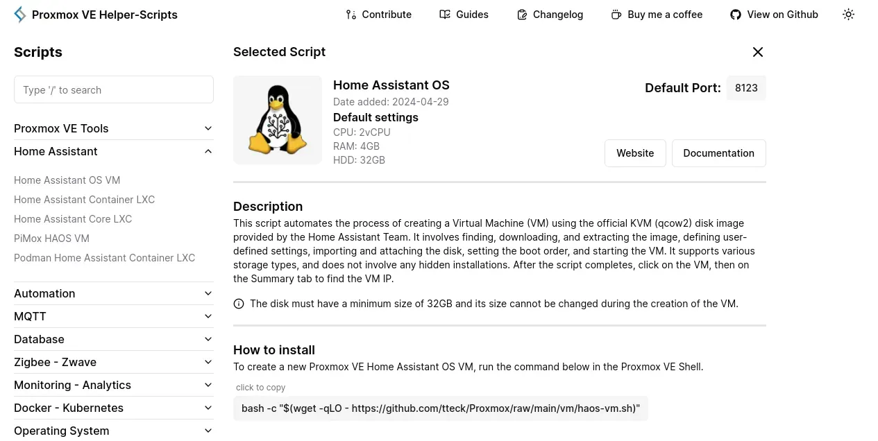 Script de instalación de Home Assistant OS