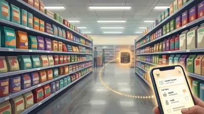 Icono de etiqueta de mercado de la app Compra familiar sobre fondo verde