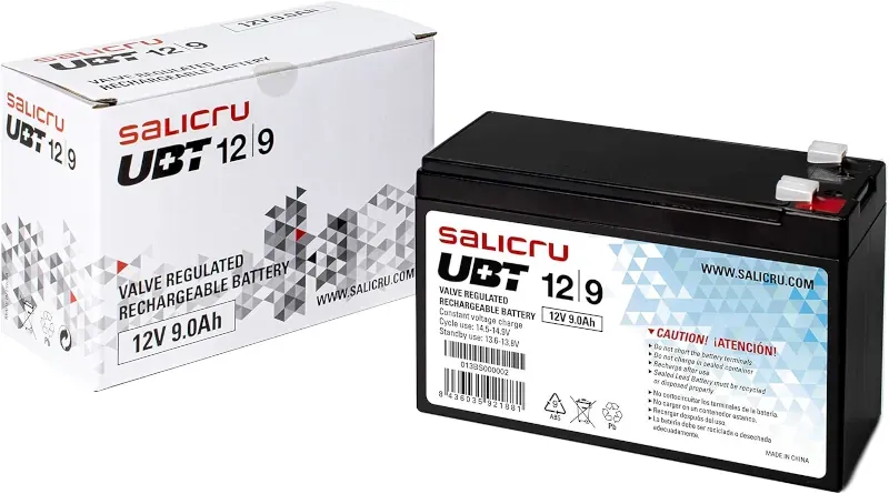 Batería Salicru UBT 12V 9Ah de recambio para el SAI Riello iDialog 800VA