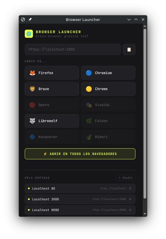 Captura del Browser Launcher