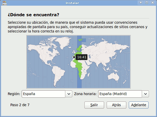 Selección de la ubicación