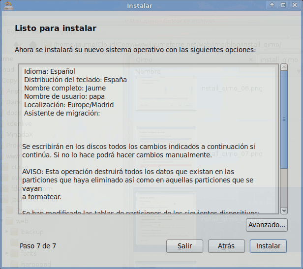 Confirmación de datos introducidos