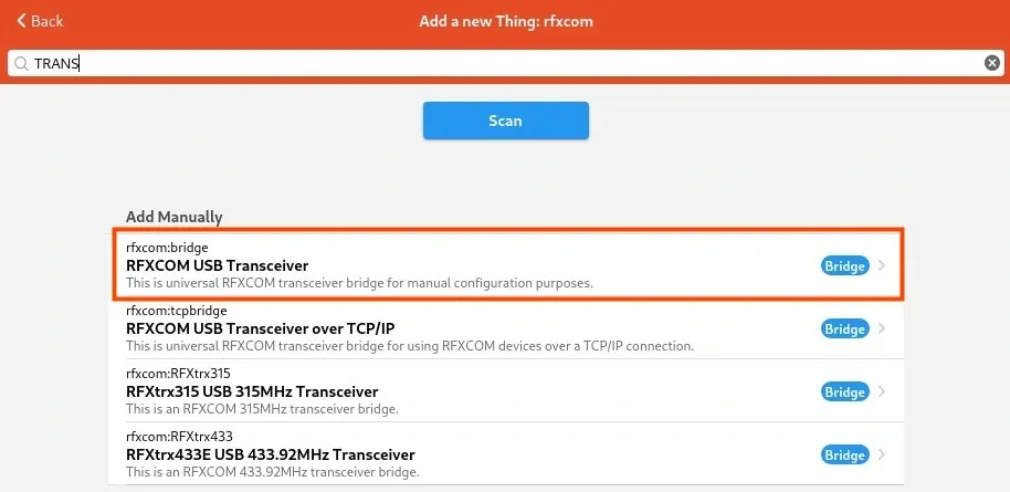 Añadir RFXCOM USB Transceiver en OpenHAB 3