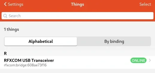 RFXCOM USB Transceiver disponible en OpenHAB 3