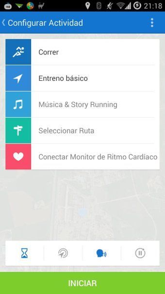 Pantalla de inicio de Runtastic PRO
