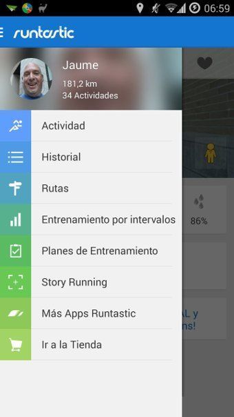 Menú principal de la aplicación