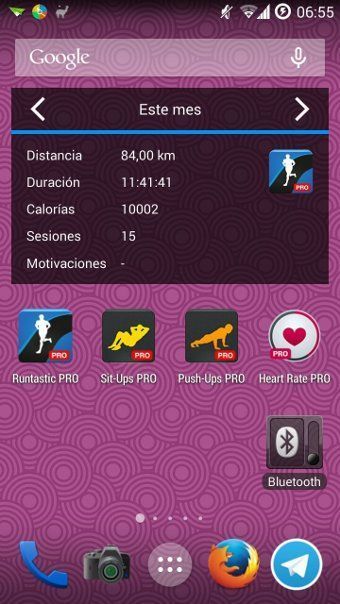 Widget de Runtastic en pantalla de inicio