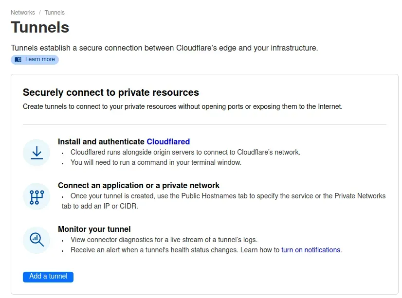 Añadimos un nuevo túnel