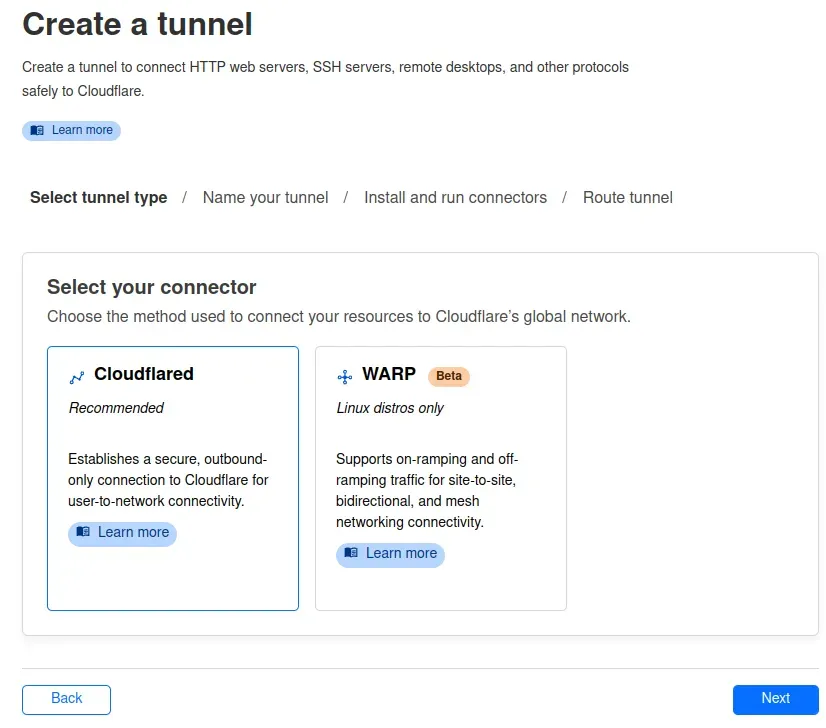 Seleccionamos el conector recomendado