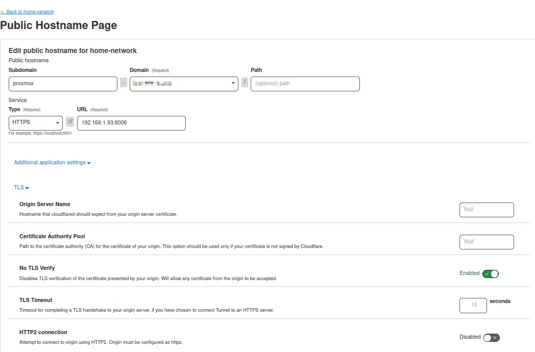 Introducción del nombre de host público